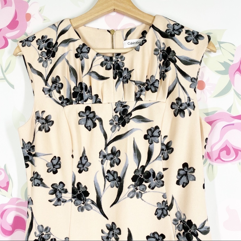 NEW Calvin Klein Floral Sheath Sleeveless Dress 8 - Picture 2 of 13